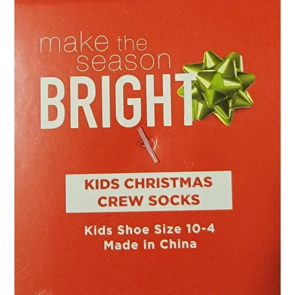 Girls Christmas Crew Socks Shoe Size 10-4 Fa La La Pink Multicolor Holiday Gift‎